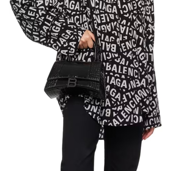 Balenciaga Hourglass Bag - 💯% AUTHENTIC‼️ BRAND NEW w/ TAGS‼️ SMALL BLACK/BLACK - Picture 4 of 17